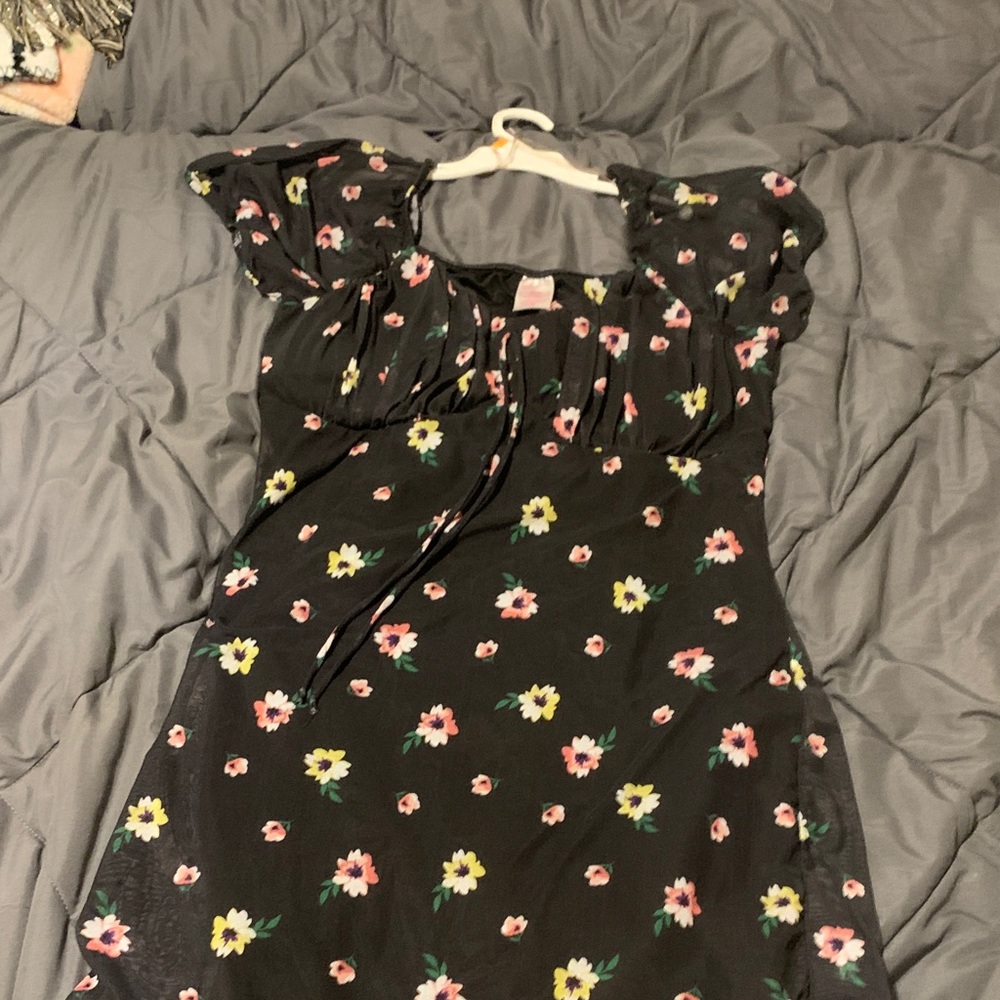 No Boundaries Black Floral Mini Dress